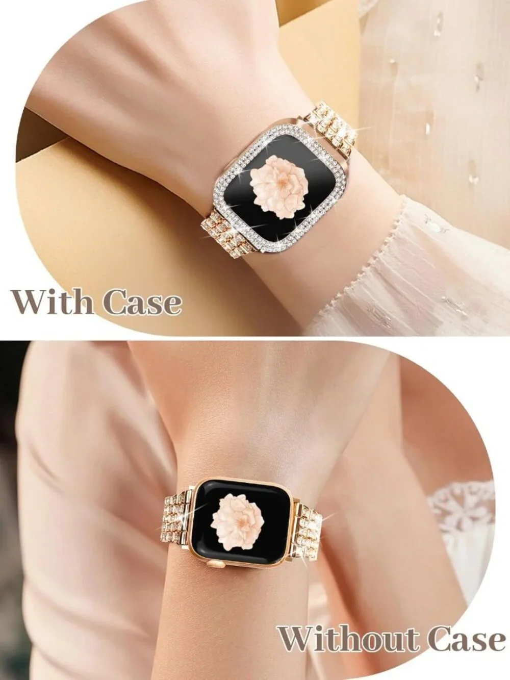 Luxury Bling Diamond Band for Apple Watch 38mm-49mm, Metal Bracelet Strap